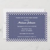 Navy Blue Polkadot Baby Shower Uitnodigingen (Achterkant)