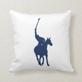 Navy Blue Polo Player Pillow Kussen
