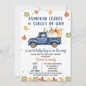 Navy Blue Pompoen Truck Herfst Baby Shower Kaart (Voorkant)