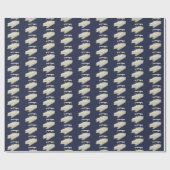 Navy Blue Pontoon Boat Wrapping Paper Cadeaupapier (Vlak)