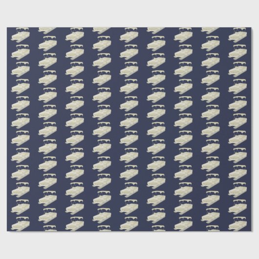 Navy Blue Pontoon Boat Wrapping Paper Cadeaupapier