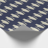 Navy Blue Pontoon Boat Wrapping Paper Cadeaupapier (Hoek)