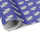 Navy Blue Pool Party Strand Verjaardag Haai Cadeaupapier (Rol Hoek)