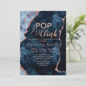 Navy Blue Pop Fizz Clink Bachelorette Party Uitnod Kaart (Staand voorkant)
