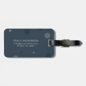 Navy Blue Pop Stippen Bagagelabel (Achterkant horizontaal)