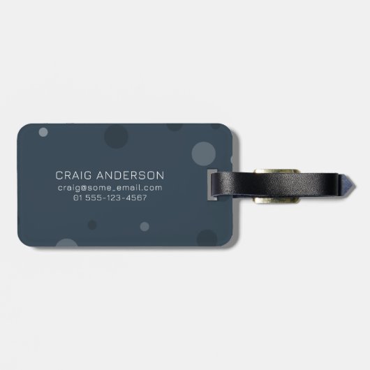 Navy Blue Pop Stippen Bagagelabel (Achterkant horizontaal)