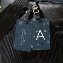 Navy Blue Pop Stippen Bagagelabel