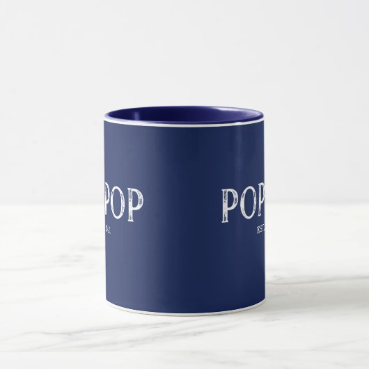 Navy Blue PopPop-jaar ingesteld Mok (Midden)
