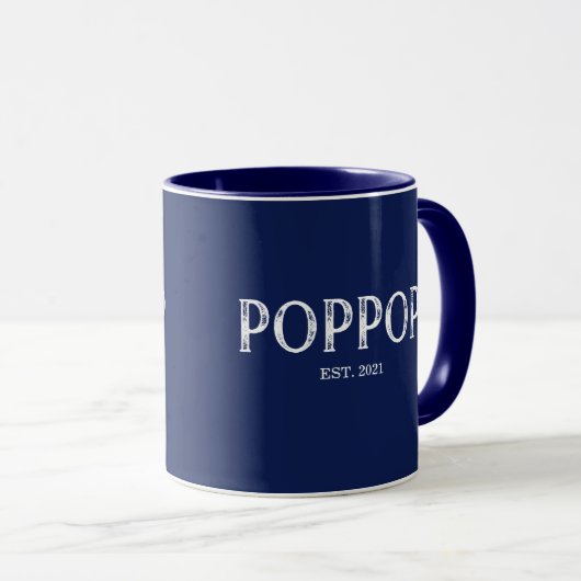 Navy Blue PopPop-jaar ingesteld Mok (Voorkant rechts)