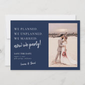 Navy Blue Post Wedding Update Save the Date (Voorkant)