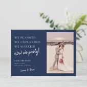 Navy Blue Post Wedding Update Save the Date (Staand voorkant)