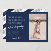 Navy Blue Post Wedding Update Save the Date (Voorkant / Achterkant)