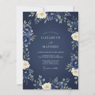 Navy Blue Prachtige Winterhuwelijk Kaart