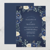 Navy Blue Prachtige Winterhuwelijk Kaart (Voorkant / Achterkant)