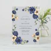 Navy Blue Prachtige Winterhuwelijk Kaart (Staand voorkant)
