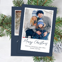 Navy Blue Prettig Kerstmis Eenvoudige Foto Feestdagenkaart