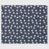 Navy Blue Pretty Floral Pattern Cadeaupapier (Vlak)
