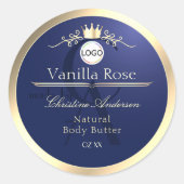 Navy Blue Product Label Gold Frame Logo Monogram (Voorkant)