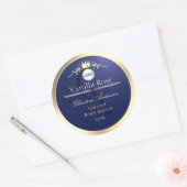 Navy Blue Product Label Gold Frame Logo Monogram (Envelop)