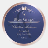 Navy Blue Product Label Rose Gold Frame Monogram (Voorkant)