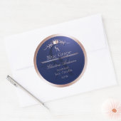 Navy Blue Product Label Rose Gold Frame Monogram (Envelop)