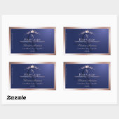 Navy Blue Product Label Rose Gold Frame Monogram (Vel)