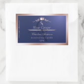 Navy Blue Product Label Rose Gold Frame Monogram (Tas)