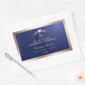 Navy Blue Product Label Rose Gold Frame Monogram (Envelop)