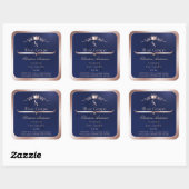 Navy Blue Product Label Rose Gold Frame Monogram (Vel)