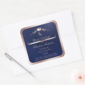 Navy Blue Product Label Rose Gold Frame Monogram (Envelop)