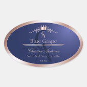 Navy Blue Product Label Rose Gold Frame Monogram (Voorkant)