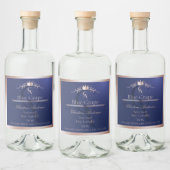 Navy Blue Product Label Rose Gold Frame Monogram Likeurfles Etiket (Flessen)