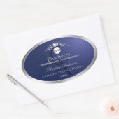 Navy Blue Product Label Silver Frame Logo Monogram (Envelop)