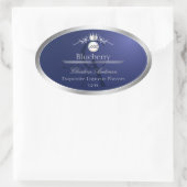Navy Blue Product Label Silver Frame Logo Monogram (Tas)