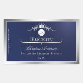 Navy Blue Product Label Silver Frame Logo Monogram (Voorkant)