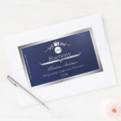 Navy Blue Product Label Silver Frame Logo Monogram (Envelop)