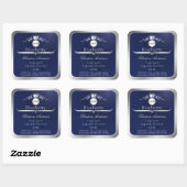 Navy Blue Product Label Silver Frame Logo Monogram (Vel)
