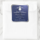 Navy Blue Product Label Silver Frame Logo Monogram (Tas)