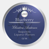 Navy Blue Product Label Silver Frame Logo Monogram (Voorkant)