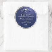 Navy Blue Product Label with Silver Frame Monogram (Tas)