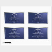 Navy Blue Product Label with Silver Frame Monogram (Vel)