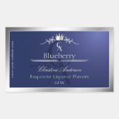 Navy Blue Product Label with Silver Frame Monogram (Voorkant)