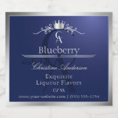 Navy Blue Product Label with Silver Frame Monogram Likeurfles Etiket (Enkel label)