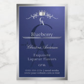 Navy Blue Product Label with Silver Frame Monogram Voedselcontainer Etiket (Enkel label)