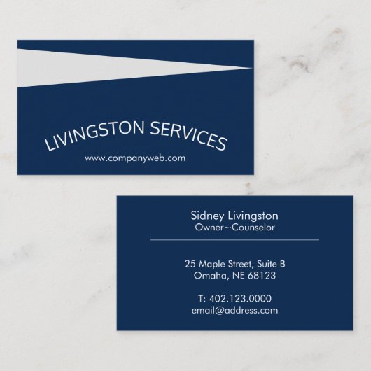 Navy Blue Professional, gebogen en eenvoudig moder Visitekaartje (Voorkant / Achterkant)