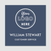 Navy Blue Professional Logo Square Medewerker Pers Naamplaatje (Voorkant)