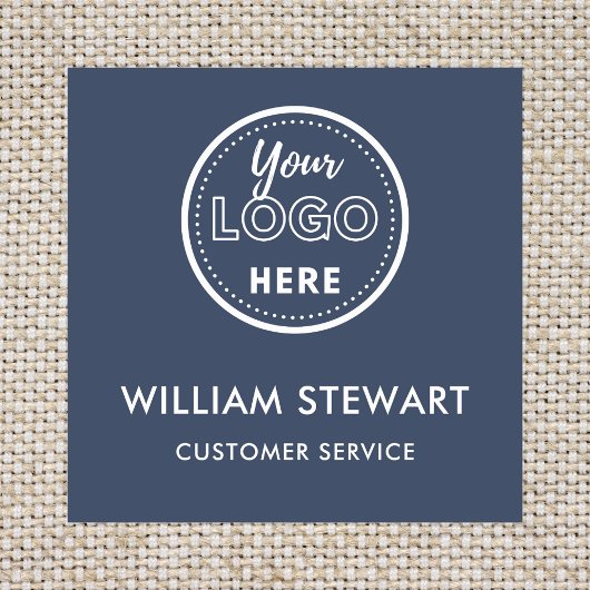 Navy Blue Professional Logo Square Medewerker Pers Naamplaatje
