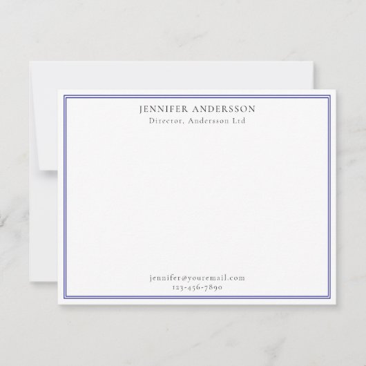 Navy Blue Professional-minimalismonogram Notitiekaartje (Voorkant)