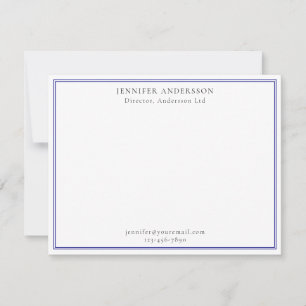 Navy Blue Professional-minimalismonogram Notitiekaartje