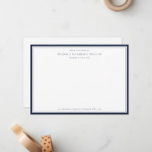 Navy Blue Professional Monogram van het bureau van Notitiekaartje (Voorkant / Achterkant in situ)